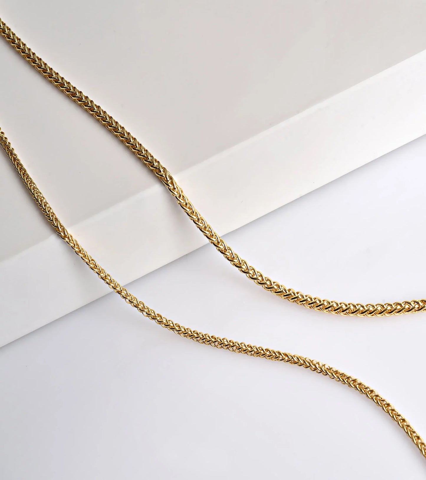 Gold Chain Necklace Collection - 14K Solid Yellow Gold Filled round Wheat/Palm Chain Necklaces for Women with Different Sizes (2.5Mm, or 3.2Mm)