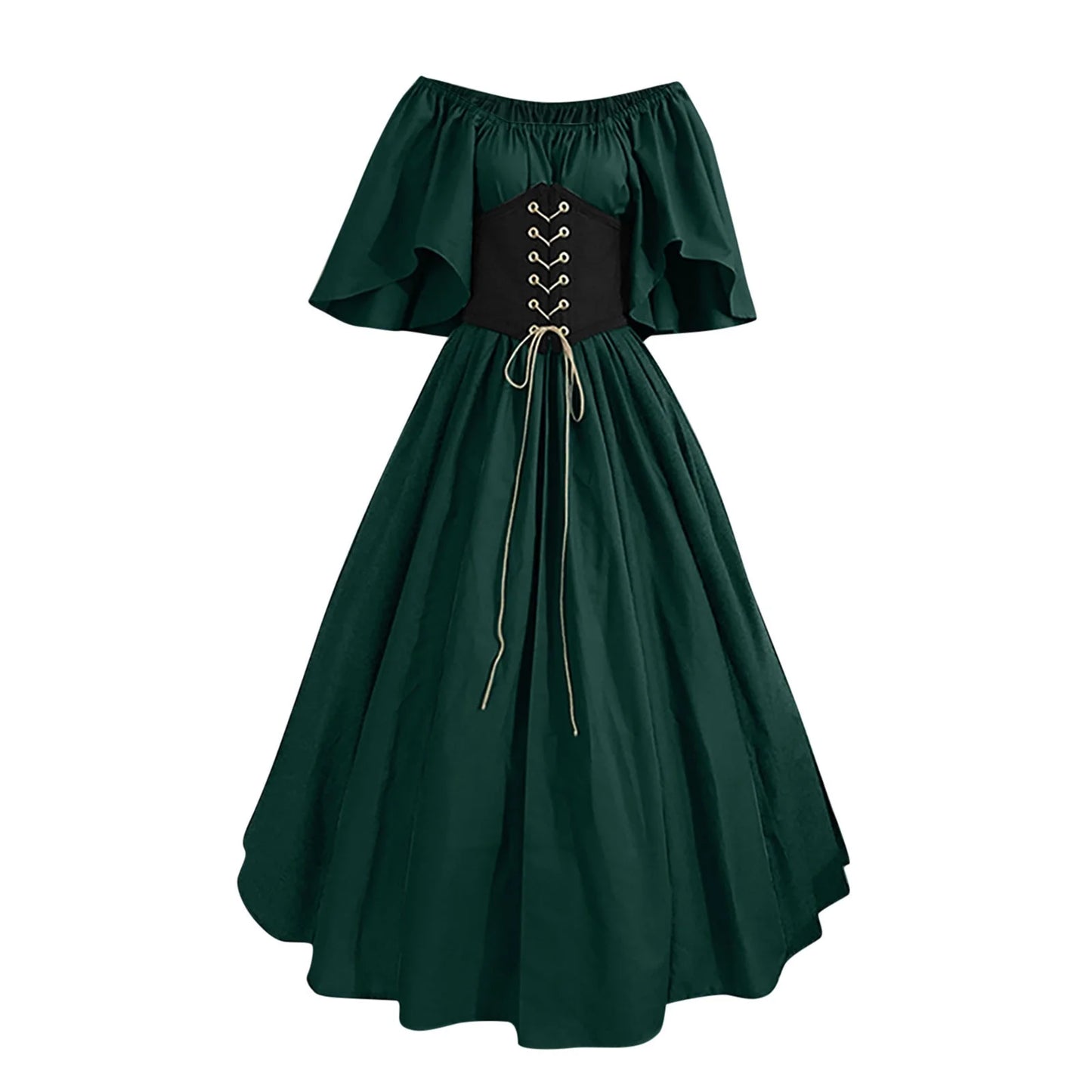 Renaissance Dress Women,Womens Renaissance Costumes Medieval Irish Traditional plus Size Dresses Ruffle over Dress Corset Retro Cosplay Gown