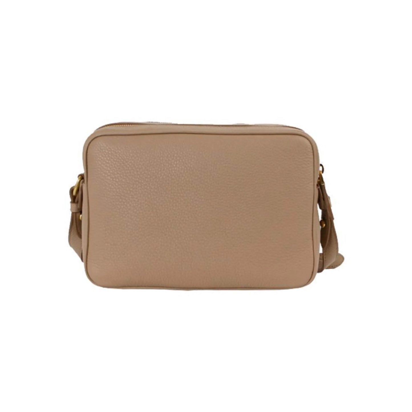 New Beige Vitello Phenix Leather Double Zip Crossbody Bag 1BH079