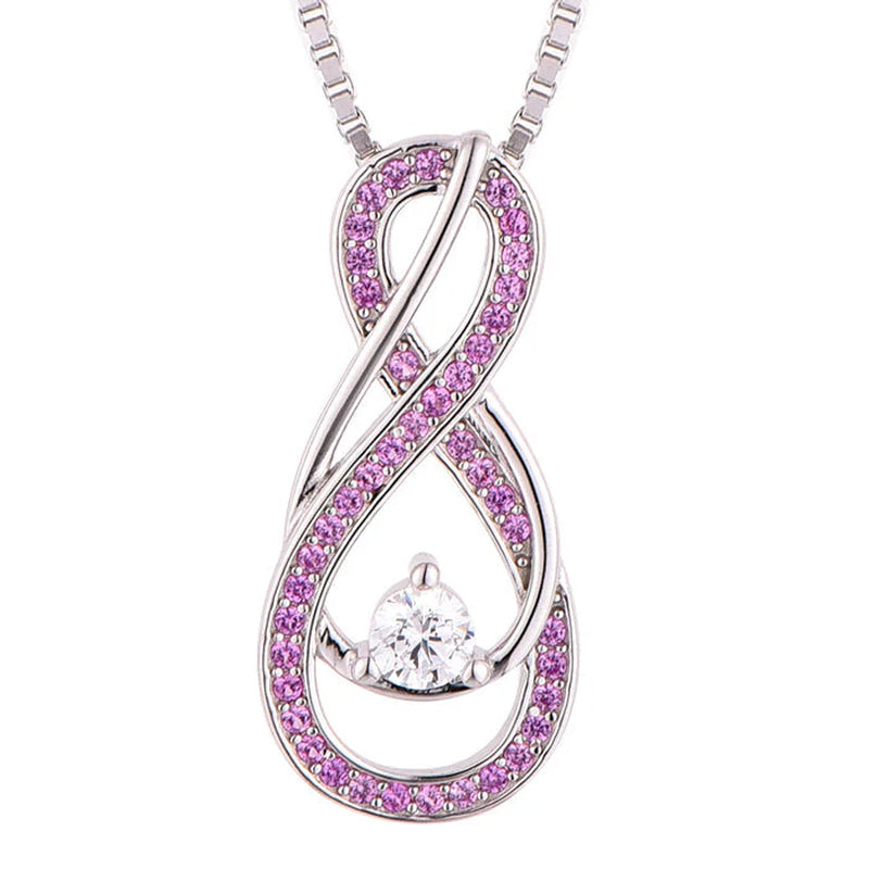 Pink Tourmaline Necklace with Infinity Design in Sterling Silver
