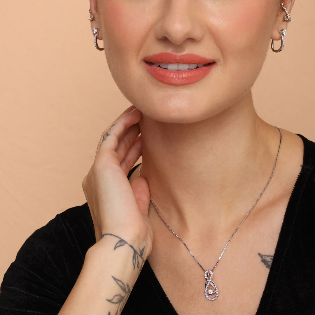 Pink Tourmaline Necklace with Infinity Design in Sterling Silver