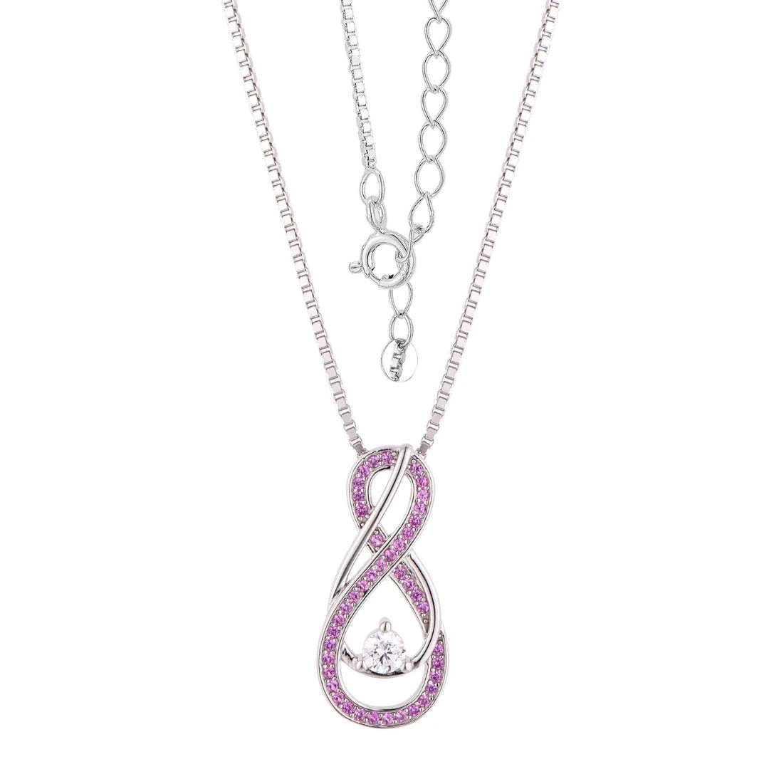 Pink Tourmaline Necklace with Infinity Design in Sterling Silver