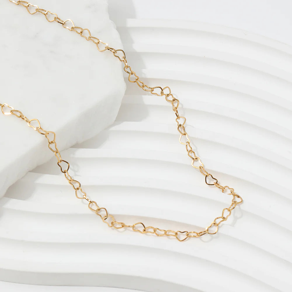 Dainty Hollow Heart Choker in Gold-Plated