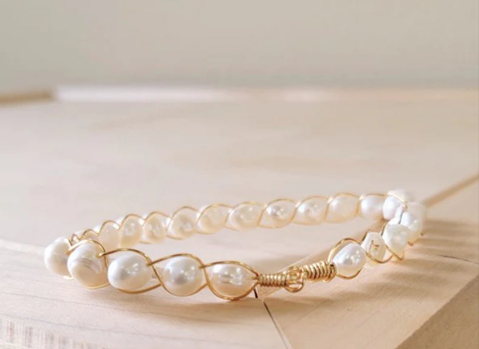 Genuine Freshwater Pearl Beaded Wire Wrapped
