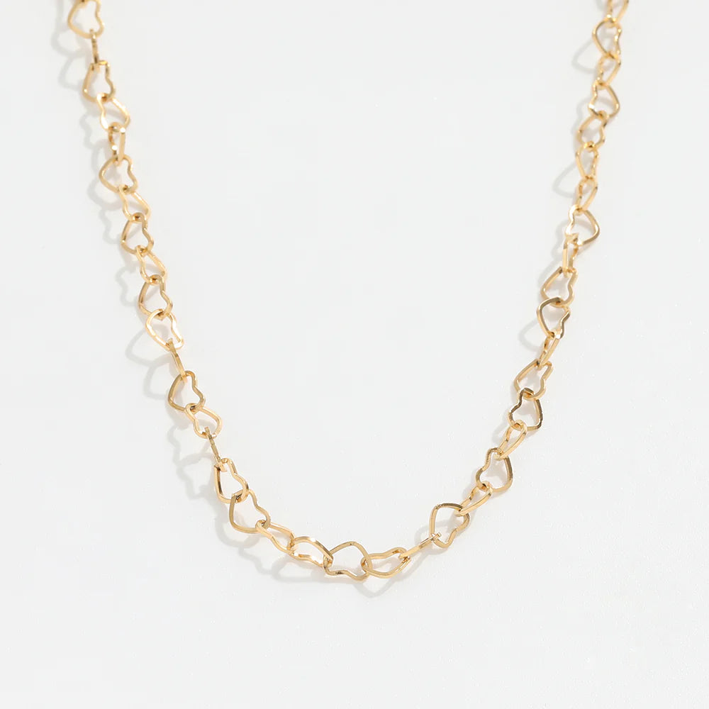 Dainty Hollow Heart Choker in Gold-Plated
