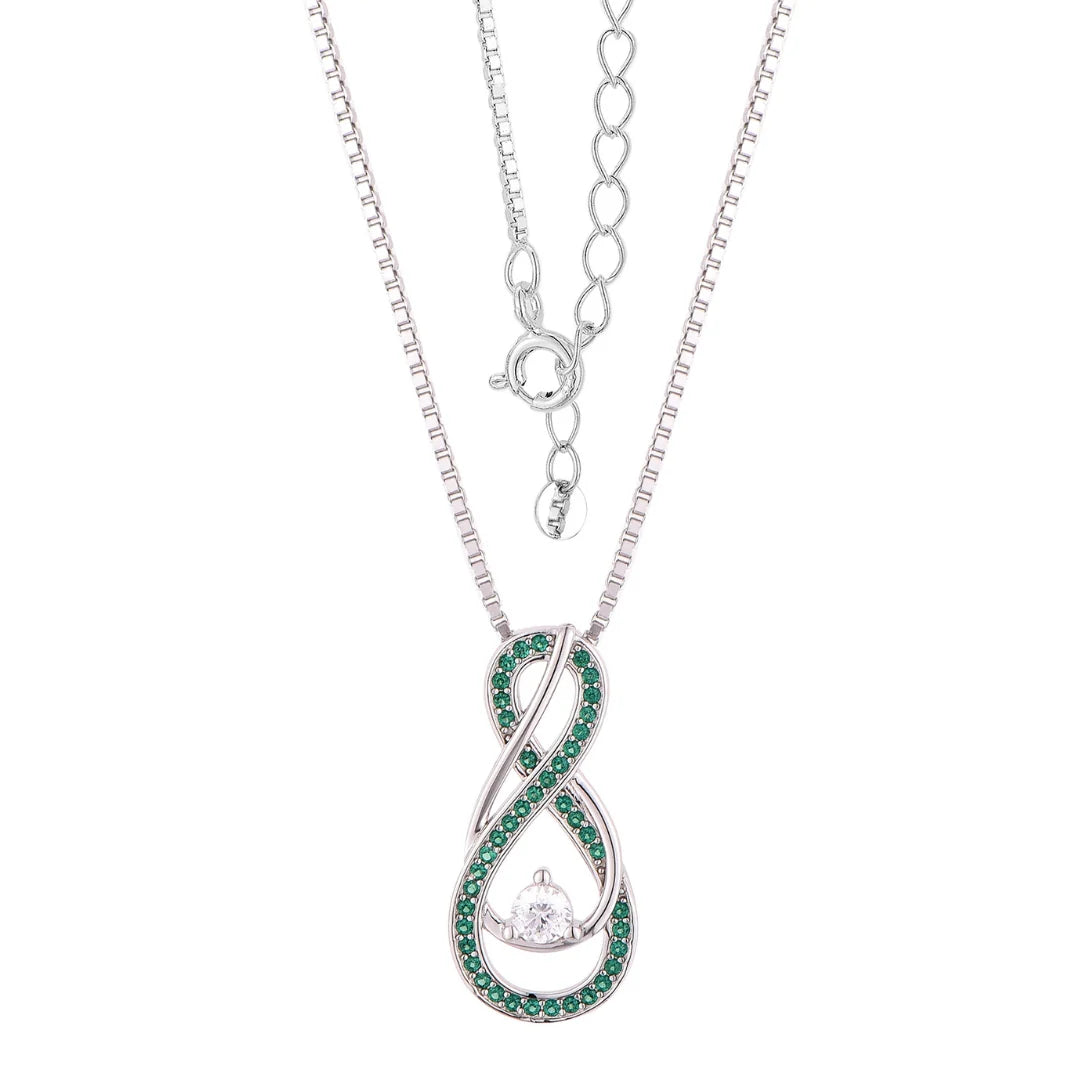 Emerald Green Infinity Birthstone Necklace -