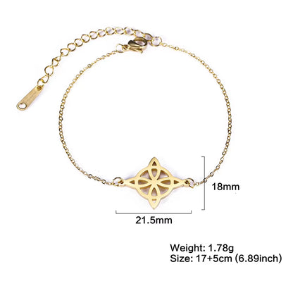 Fashion Stainless Steel Witch Knot Bracelet for Women Hollow Flower Pendant Bracelet Witchcraft Amulet Jewelry Gift