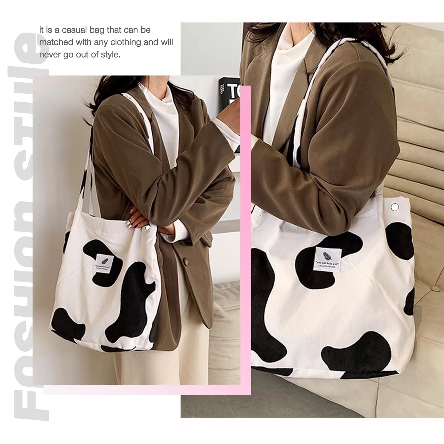 2Pcs Corduroy Tote Bag for Women, Cute Tote Bags,