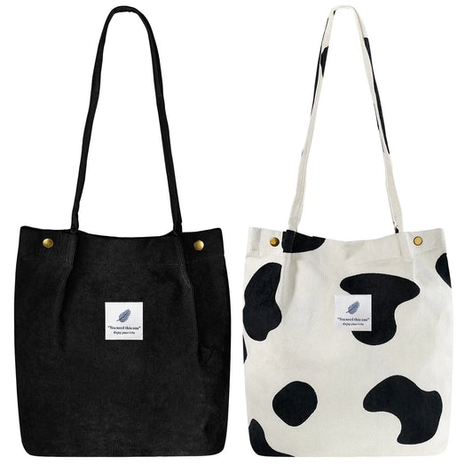 2Pcs Corduroy Tote Bag for Women, Cute Tote Bags,