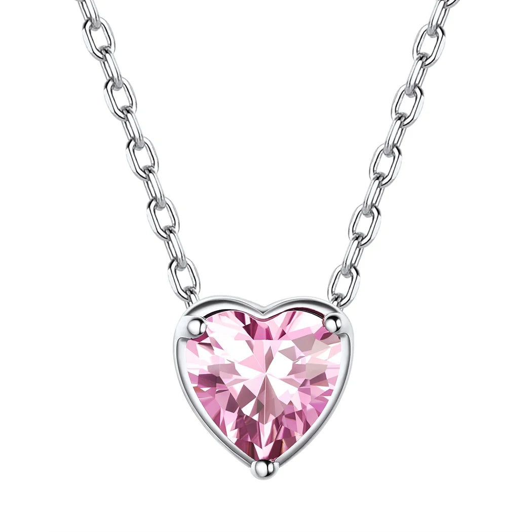 Women 925 Sterling Silver Birthstone Love Heart Necklace, Jewelry Gifts for Women Mom