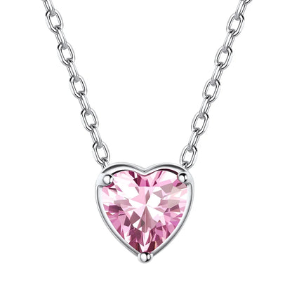 Women 925 Sterling Silver Birthstone Love Heart Necklace, Jewelry Gifts for Women Mom