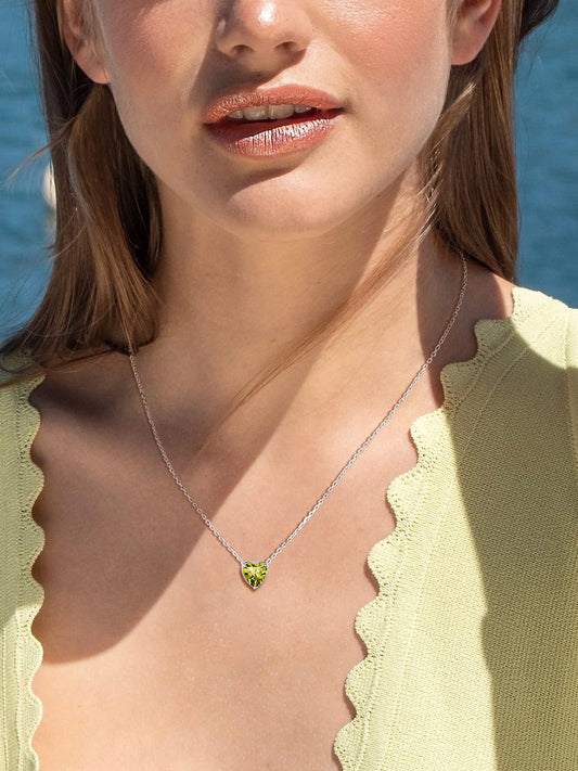 Women 925 Sterling Silver Birthstone Love Heart Necklace, Jewelry Gifts for Women