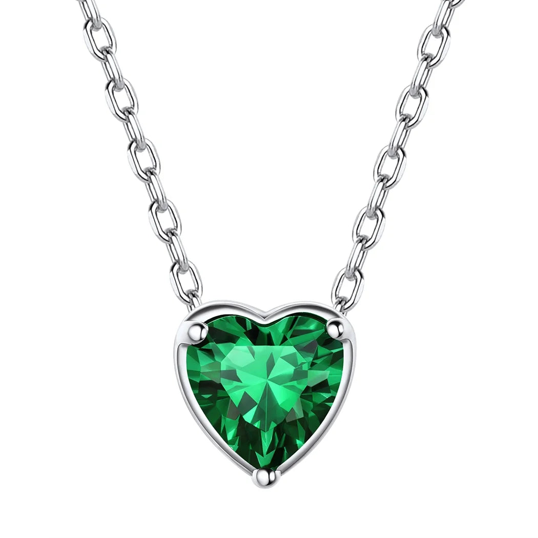 Women 925 Sterling Silver Birthstone Love Heart Necklace, Mother'S Day Jewelry Gifts for Mom