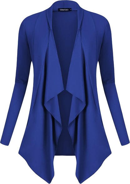 Women'S Drape Front Open Cardigan Long Sleeve Irregular Hem