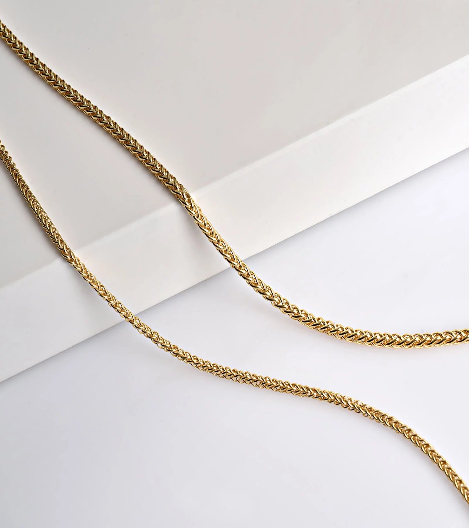 Gold Chain Necklace Collection - 14K Solid Yellow Gold Filled round Wheat/Palm Chain Necklaces for Women with Different Sizes (2.5Mm, or 3.2Mm)