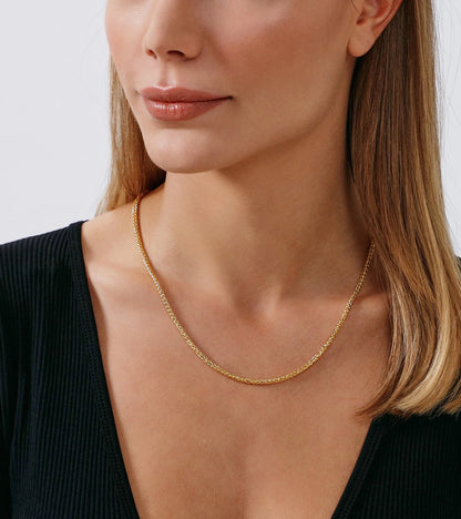 Gold Chain Necklace Collection - 14K Solid Yellow Gold Filled round Wheat/Palm Chain Necklaces for Women with Different Sizes (2.5Mm, or 3.2Mm)