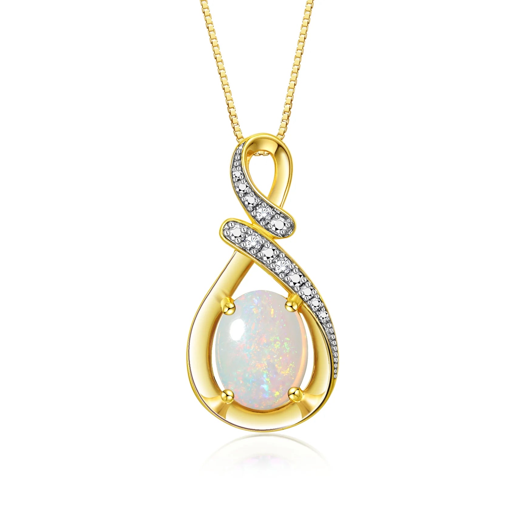 Yellow Gold Plated Silver Designer Necklace Gemstone & Diamonds Pendant 18" Chain  October Birthstone