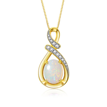 Yellow Gold Plated Silver Designer Necklace Gemstone & Diamonds Pendant 18" Chain  October Birthstone