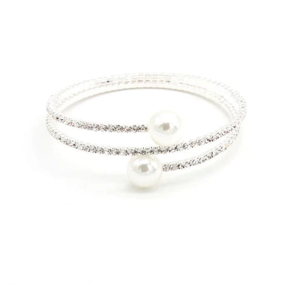 SPIRAL RHINESTONE BRACELET with PEARLS