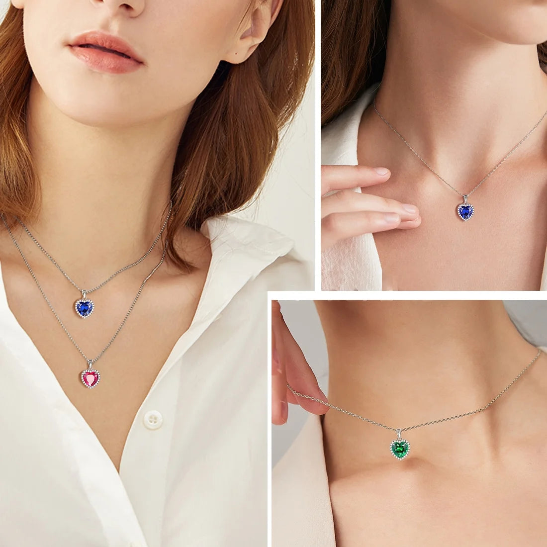 May Birthstone Necklace Women Green Heart Emerald CZ 925 Sterling Silver Pendant Jewelry Mother'S Day Gift