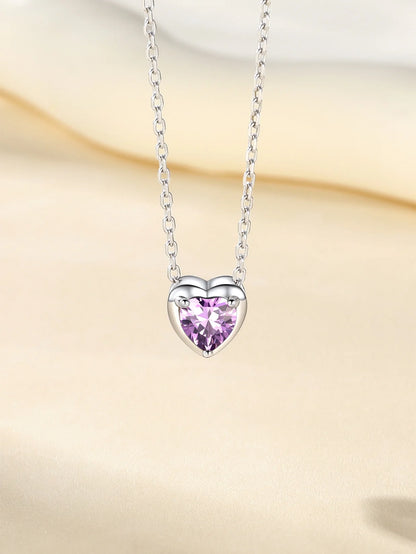Women 925 Sterling Silver Birthstone Love Heart Necklace, Women Birthday Mother'S Day Gift