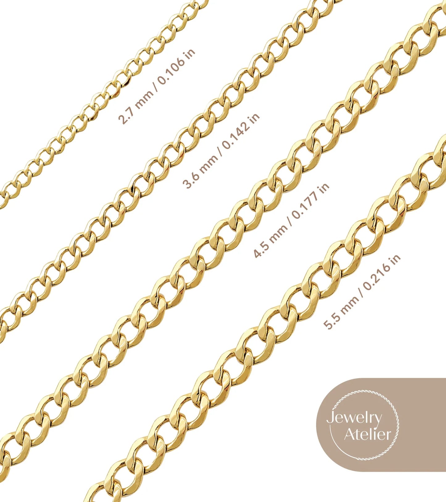 Gold Chain Necklace Collection - 14K Solid Yellow Gold Filled Miami Cuban Curb Link Chain Necklaces for Women