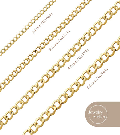 Gold Chain Necklace Collection - 14K Solid Yellow Gold Filled Miami Cuban Curb Link Chain Necklaces for Women