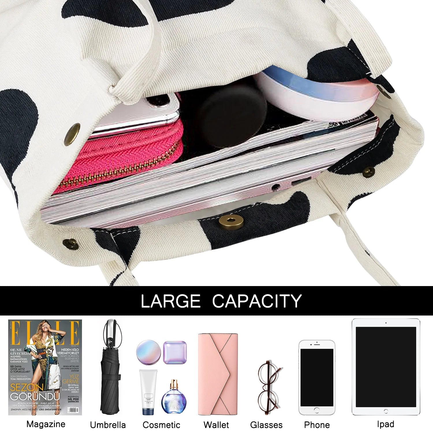 2Pcs Corduroy Tote Bag for Women, Cute Tote Bags,