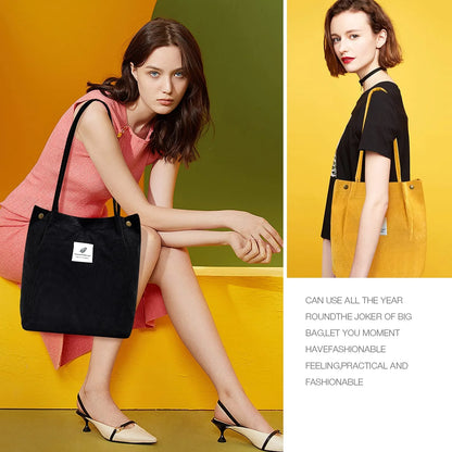 2Pcs Corduroy Tote Bag for Women, Cute Tote Bags,