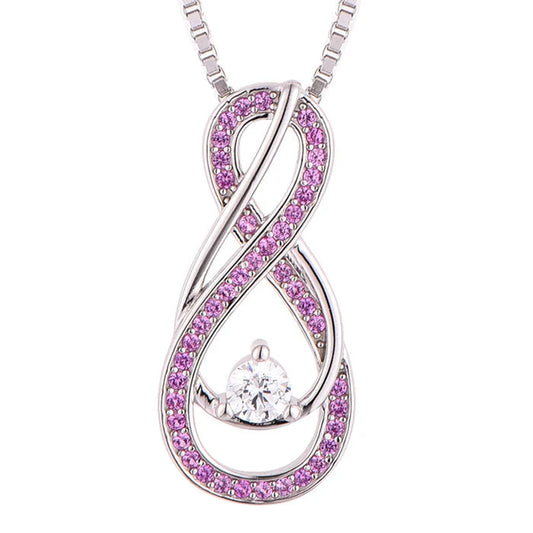 Pink Tourmaline Necklace with Infinity Design in Sterling Silver