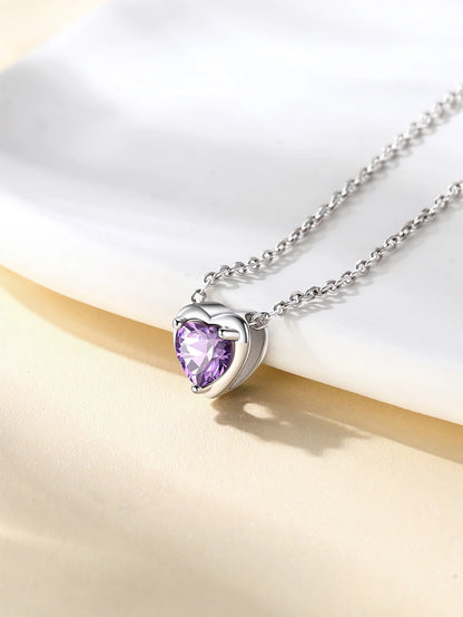 Women 925 Sterling Silver Birthstone Love Heart Necklace, Women Birthday Mother'S Day Gift