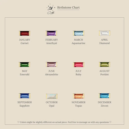 Dainty Baguette Birthstone Charm Necklace