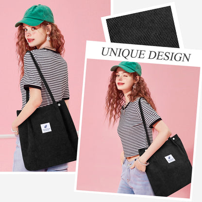 2Pcs Corduroy Tote Bag for Women, Cute Tote Bags,