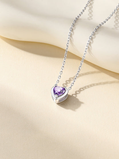 Women 925 Sterling Silver Birthstone Love Heart Necklace, Valentine'S Day Jewelry Gifts for Her