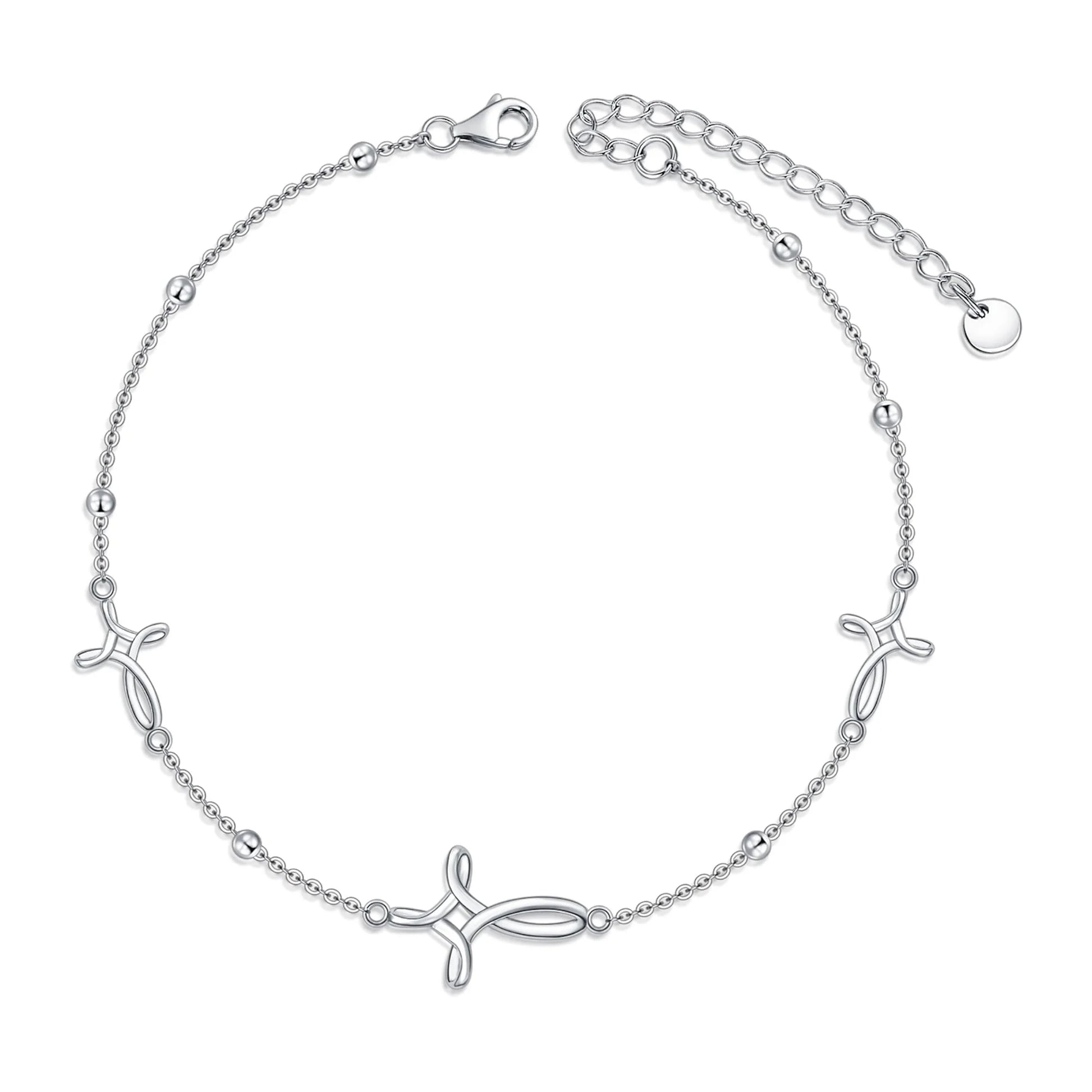 Mothers Day Gifts S925 Sterling Silver Cross Celtic Knot Ankle Bracelets Mothers Day Gifts for Mom