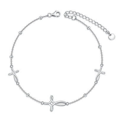 Mothers Day Gifts S925 Sterling Silver Cross Celtic Knot Ankle Bracelets Mothers Day Gifts for Mom