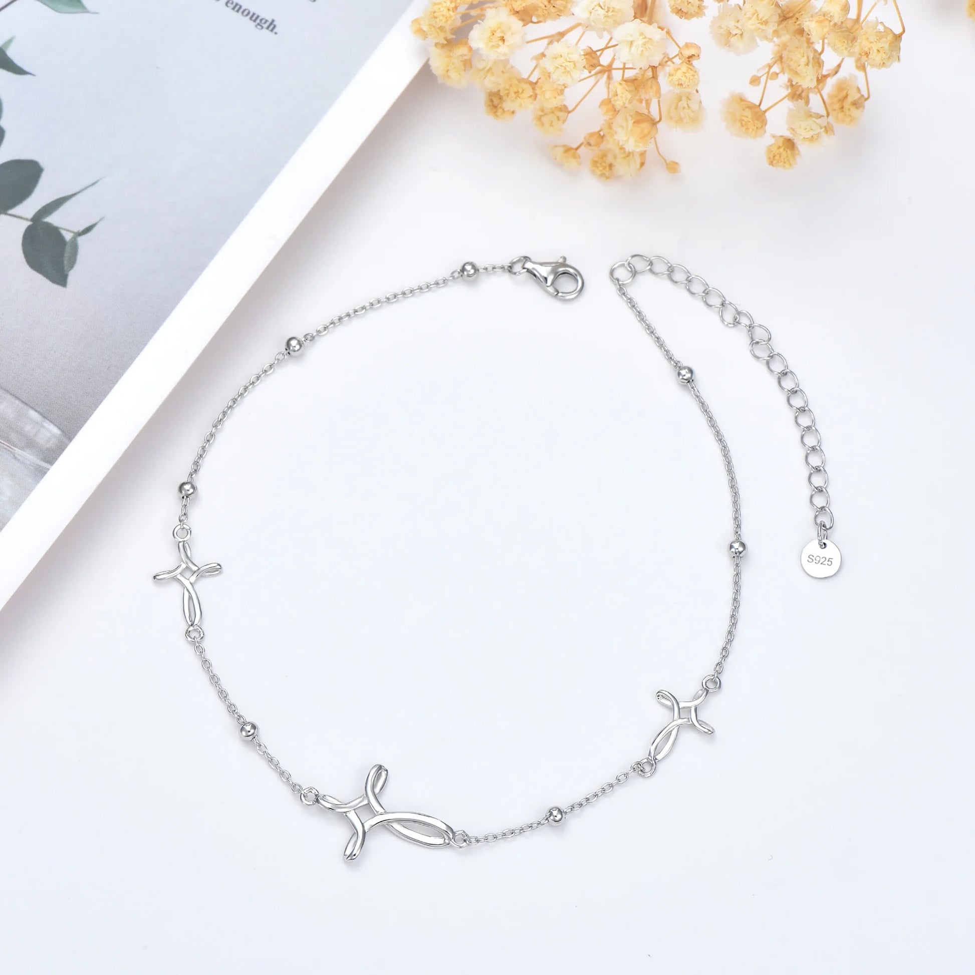 Mothers Day Gifts S925 Sterling Silver Cross Celtic Knot Ankle Bracelets Mothers Day Gifts for Mom