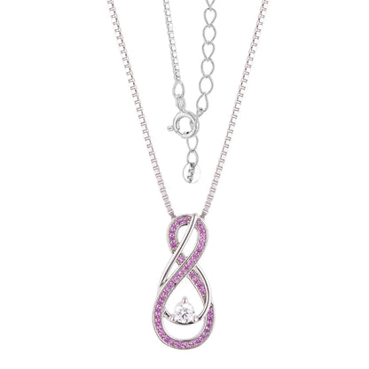 Pink Tourmaline Necklace with Infinity Design in Sterling Silver
