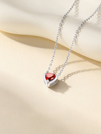 Women 925 Sterling Silver Birthstone Love Heart Necklace, Birthday Valentine'S Day Gift for Her