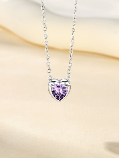 Women 925 Sterling Silver Birthstone Love Heart Necklace, Valentine'S Day Jewelry Gifts for Her