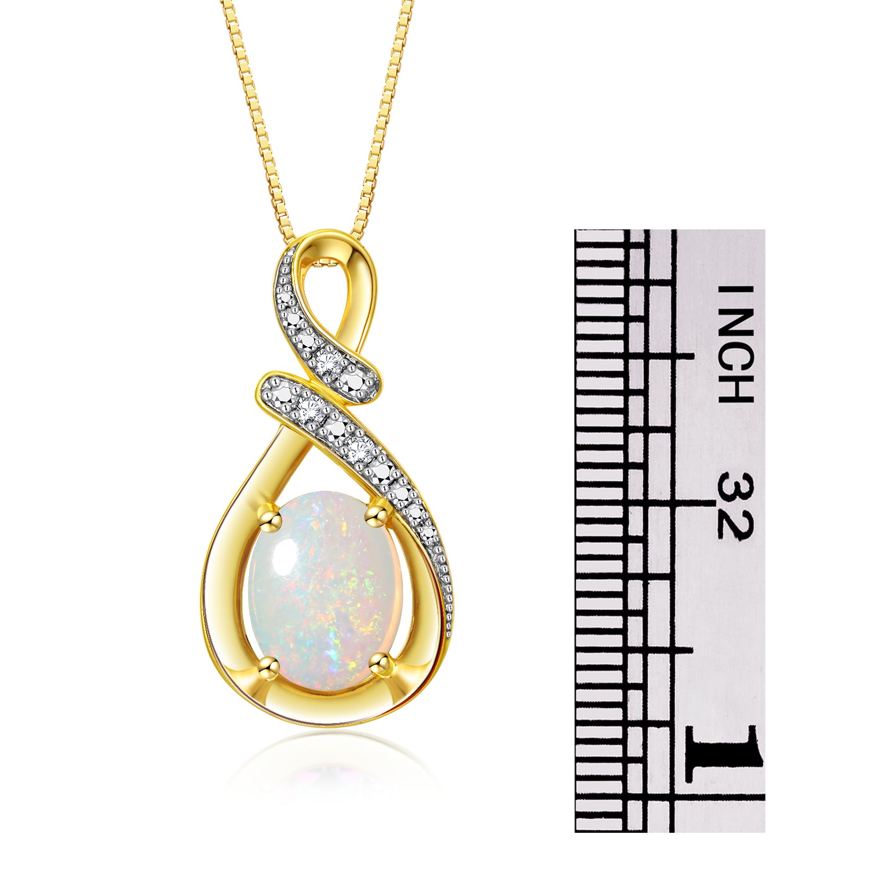 Yellow Gold Plated Silver Designer Necklace Gemstone & Diamonds Pendant 18" Chain  October Birthstone