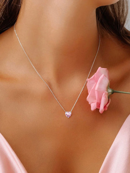 Women 925 Sterling Silver Birthstone Love Heart Necklace, Jewelry Gifts for Women Mom