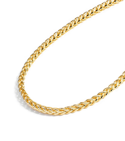 Gold Chain Necklace Collection - 14K Solid Yellow Gold Filled round Wheat/Palm Chain Necklaces for Women with Different Sizes (2.5Mm, or 3.2Mm)