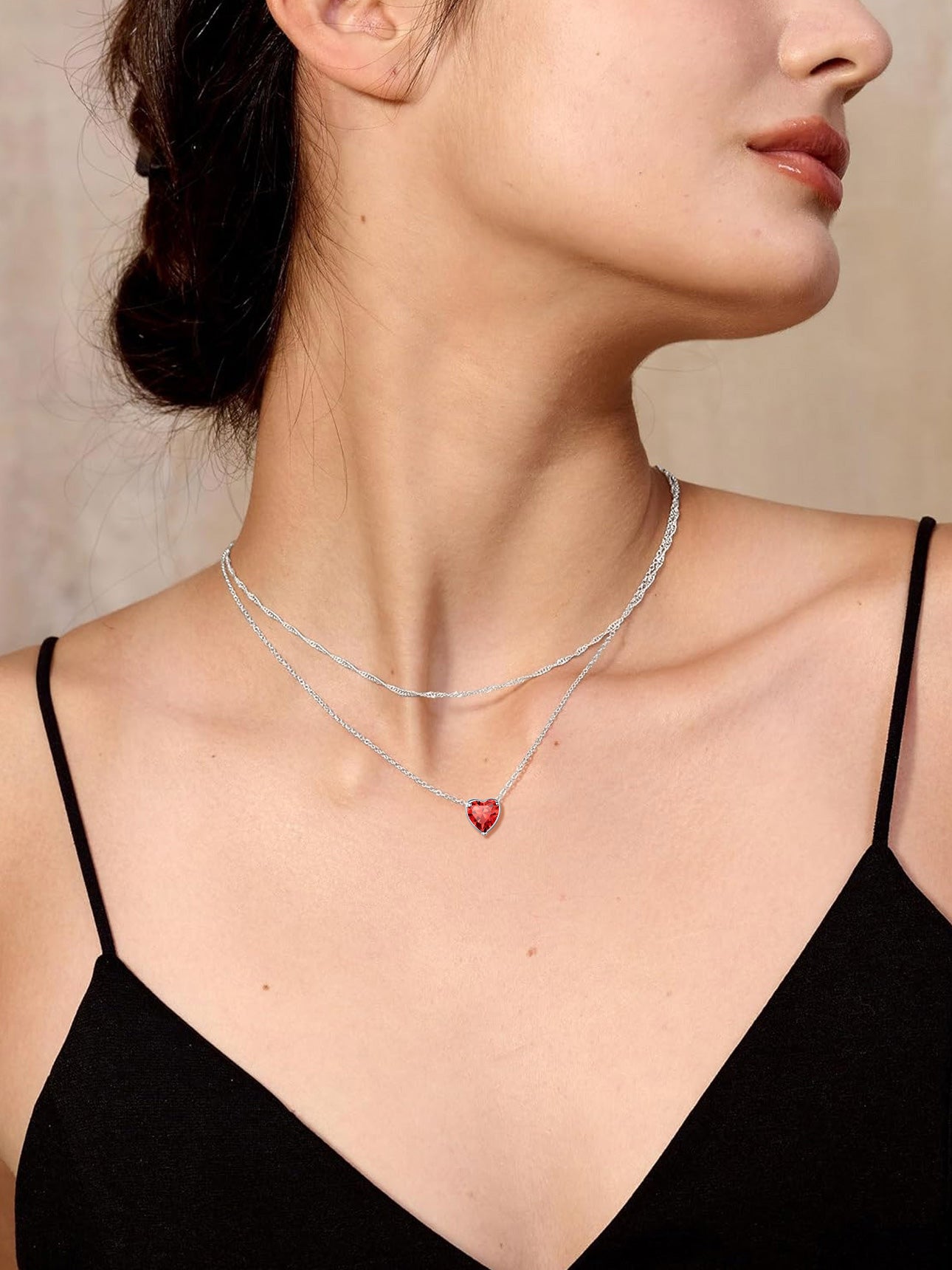 Women 925 Sterling Silver Birthstone Love Heart Necklace, Birthday Valentine'S Day Gift for Her