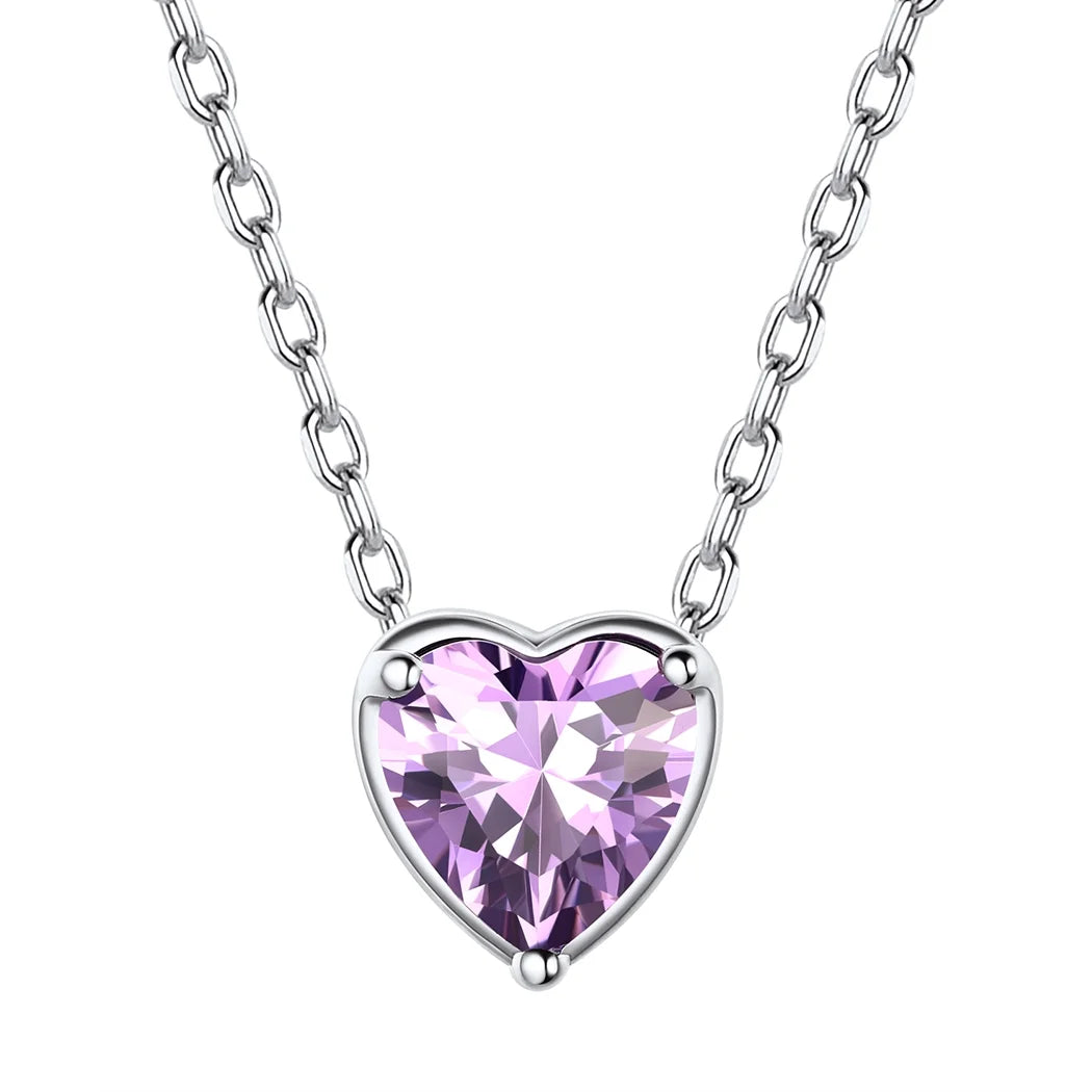 Women 925 Sterling Silver Birthstone Love Heart Necklace, Women Birthday Mother'S Day Gift