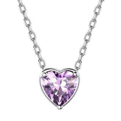 Women 925 Sterling Silver Birthstone Love Heart Necklace, Women Birthday Mother'S Day Gift