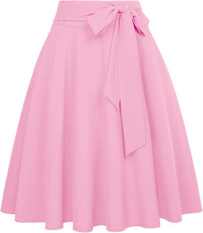 Women'S High Waist A-Line Pockets Skirt Skater Flared Midi Skirt Vinage Skirt