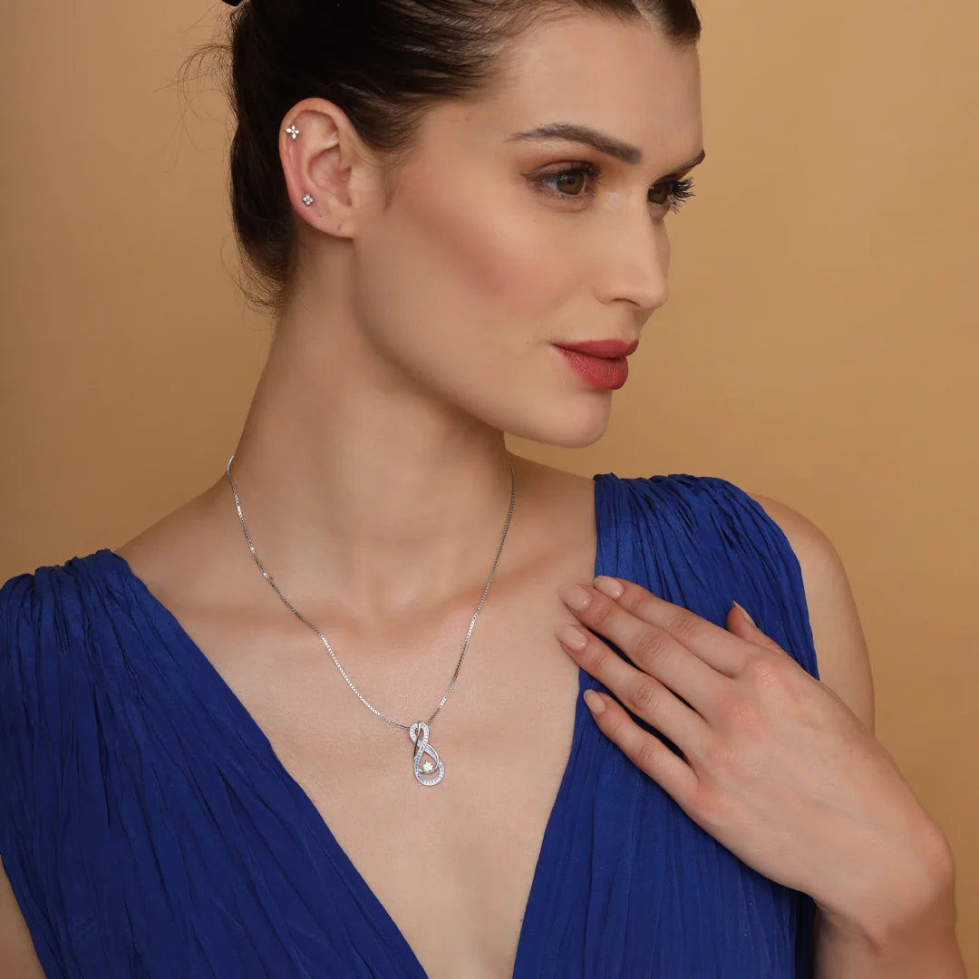 Blue Turquoise Infinity Birthstone Necklace 