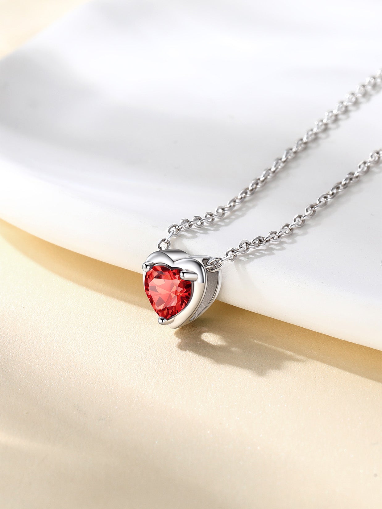 Women 925 Sterling Silver Birthstone Love Heart Necklace, Birthday Valentine'S Day Gift for Her