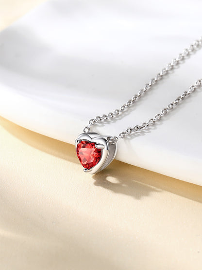 Women 925 Sterling Silver Birthstone Love Heart Necklace, Birthday Valentine'S Day Gift for Her